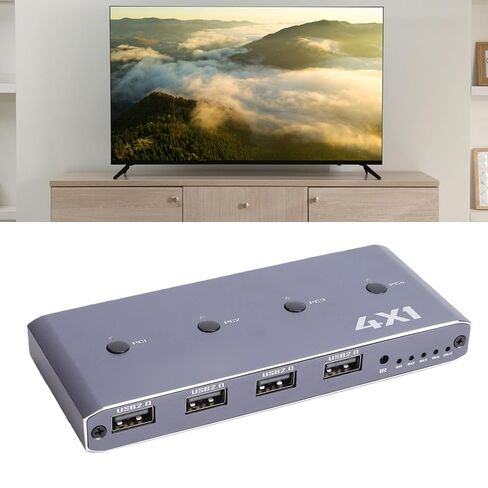 Bewinner 4K 60Hz HDMI KVM with USB 2.0 for 4 Computers, 4 Port Switcher Share One Monitor & USB Devices, Support CEC VRR ALLM, Aluminum Housing in Kuwait