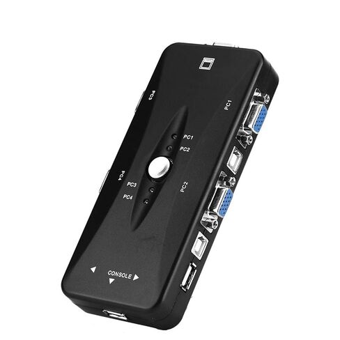 محول USB 2.0 KVM، محول VGA بمنفذين و4 منافذ مع دفع لمشاركة ماوس لوحة المفاتيح وشاشة العرض، يدعم تشغيل التوصيل بدقة 1920 × 1440 (فم) in Kuwait
