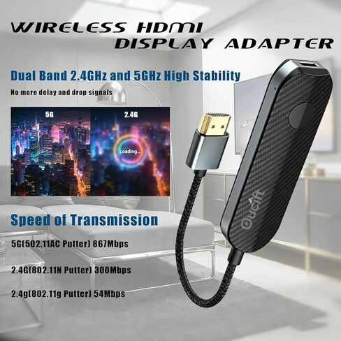 مستقبل إرسال محول عرض HDMI لاسلكي لجهاز تدفق Flix Stick 4k 1080p محول بلوتوث لشاشة iOS iPhone iPad TV WiFi محول موسع محول التلفزيون الذكي in Kuwait