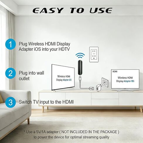 مستقبل إرسال محول عرض HDMI لاسلكي لجهاز تدفق Flix Stick 4k 1080p محول بلوتوث لشاشة iOS iPhone iPad TV WiFi محول موسع محول التلفزيون الذكي in Kuwait