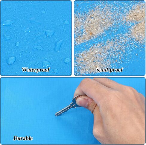 Pocket Picnic Blanket, Sandproof Lightweight Pocket Camping Tarp, 55″x 60″ Foldable & Fits into Small Bag, Waterproof Foldable Blankets Picnic Mat for Beach, Camping Grass Lawn Park Accessories (Blue) in Kuwait
