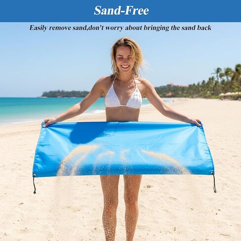 Pocket Picnic Blanket, Sandproof Lightweight Pocket Camping Tarp, 55″x 60″ Foldable & Fits into Small Bag, Waterproof Foldable Blankets Picnic Mat for Beach, Camping Grass Lawn Park Accessories (Blue) in Kuwait
