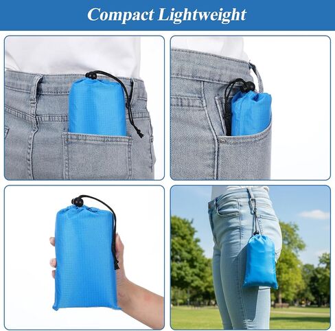 Pocket Picnic Blanket, Sandproof Lightweight Pocket Camping Tarp, 55″x 60″ Foldable & Fits into Small Bag, Waterproof Foldable Blankets Picnic Mat for Beach, Camping Grass Lawn Park Accessories (Blue) in Kuwait