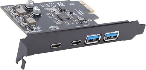 Qinlorgo USB 3.2 Expansion Card, 4 Ports PCIE 1X Adapter, USB 3.2 GEN1 Expansion Card with A & Type C Ports 5Gbps, Ideal for Wins 7, 8, 10, 11 & PC Motherboard in Kuwait