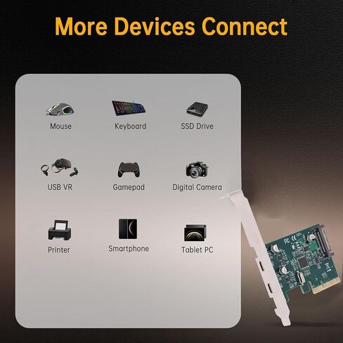 بطاقة توسيع PCIe USB 3.1 Gen 2 عالية السرعة بسرعة 10 جيجابت في الثانية ومنفذين لأجهزة التحكم في ألعاب الواقع الافتراضي لسطح المكتب in Kuwait