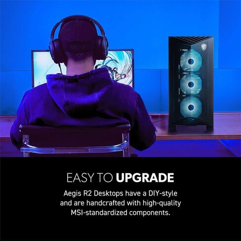 msi Aegis R2 Gaming Desktop Intel Core i9 14900F RTX 5070 Ti 32GB DDR5 2TB SSD كمبيوتر ألعاب عالي الأداء Ray Tracing AI Graphics WiFi Bluetooth Windows 11 ضمان CPS لمدة 12 شهرًا in Kuwait