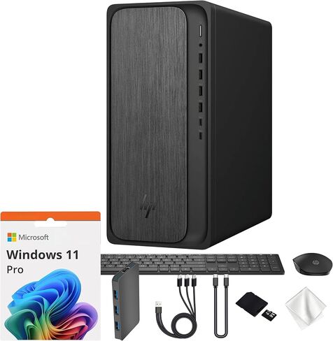 HP OmniDesk Desktop Computer PC, AMD Ryzen 7 8700G, 32GB DDR5 RAM, AMD Radeon 780M Graphics, 3TB Storage (2TB PCIe SSD&1TB Docking Station Set), Copilot, Wi-Fi 6, Keyboard & Mouse, Win 11 Pro, Black in Kuwait