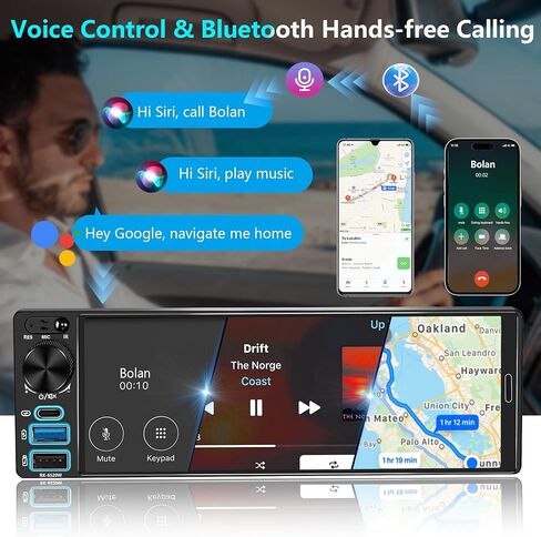 ستيريو السيارة أحادي الدين من REAKOSOUND - قم بترقية سيارتك القديمة، 6.5 بوصة مع Apple CarPlay اللاسلكي وAndroid Auto، راديو السيارة مع بلوتوث، كاميرا احتياطية جاهزة، FM/USB/SWC/MIC in Kuwait