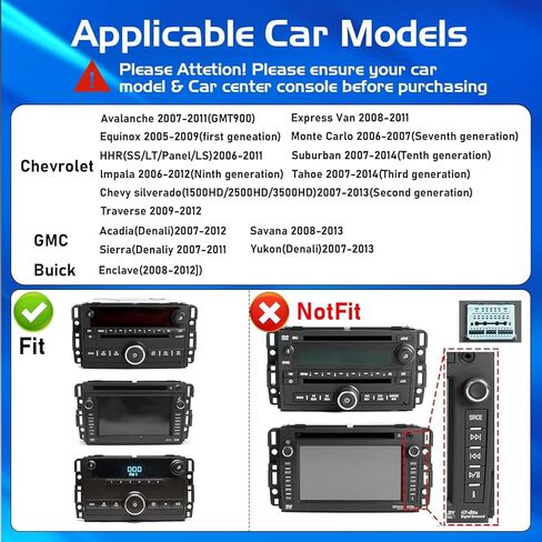 راديو سيارة 32 جيجا مطور لسيارة Chevy Silverado/GMC Sierra Yukon/Buick Enclave 2007 2008 2009 2010 2011 2012 مع Carplay اللاسلكي وAndroid Auto 8 بوصة شاشة لمس فائقة الدقة، AM/FM/RDS، كاميرا احتياطية، SWC in Kuwait