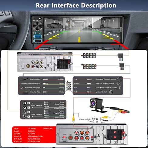 ستيريو السيارة أحادي الدين من REAKOSOUND - قم بترقية سيارتك القديمة، 6.5 بوصة مع Apple CarPlay اللاسلكي وAndroid Auto، راديو السيارة مع بلوتوث، كاميرا احتياطية جاهزة، FM/USB/SWC/MIC in Kuwait