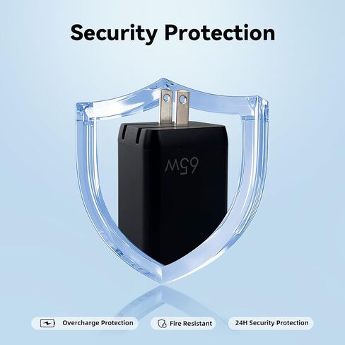 كتلة شاحن USB C بقدرة 65 وات، PPS GaN، محول طاقة مدمج قابل للطي بثلاثة منافذ، محطة شحن سريعة من النوع C متوافقة مع MacBook وGalaxy S24 وiPhone 16/15Pro وSwitch وSteam Deck وGalaxy S24 أسود in Kuwait
