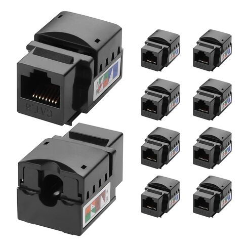 YAODHAOD Cat6 RJ45 Keystone Jack Toolless, Ethernet Punch-Down Keystone Jack Connector, Female RJ45 Connectors Coupler for Wall Plate and Patch Panel-10 Pack (White) in Kuwait