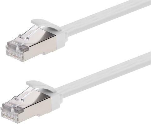 كابل تصحيح Monoprice Cat6A Ethernet - حذاء مسطح نحيف U/FTP 30AWG مصبوب بطول 30 قدم أبيض in Kuwait
