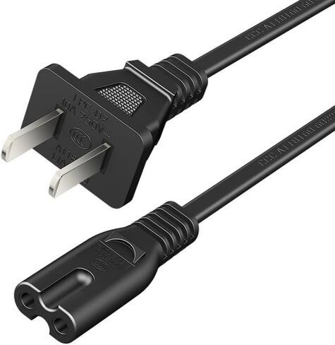التيار المتناوب 2 الشق C8 سلك الطاقة 10ft القياسية 2-فتحة للتلفزيون PS4 PS5 مكبر الصوت شاشة استبدال كابل الطاقة الجدار الأسود in Kuwait