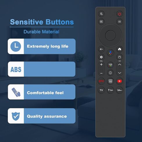 RC923A جهاز تحكم عن بعد صوتي بديل متوافق مع TCL QD-Mini LED 4K UHD Google Smart TV 98QM6K 55QM7K 50QM6K 65QM7K 75QM7K 85QM7K 98QM7K 55QM6K 65QM6K 75QM6K 85QM6K in Kuwait