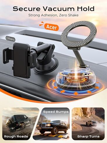 حامل هاتف السيارة Acer Gadget، حامل هاتف MagSafe لسيارتك [تثبيت مغناطيسي 5000 جرام] حامل قابل للتعديل 360 درجة للهاتف الخلوي، ملحقات السيارة للنساء والرجال لهاتف iPhone 17 16 15 14 13، ألياف الكربون رمادي in Kuwait