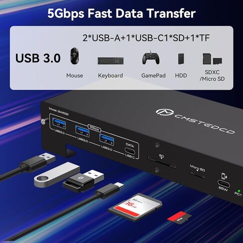 KVM Switch 3 شاشات 2 جهاز كمبيوتر 4K @ 120 هرتز Displayport و4K @ 60 هرتز HDMI USB C KVM Switch محطة إرساء مشتركة شاشات مزدوجة أو ثلاثية لأجهزة الكمبيوتر المحمول Thunderbolt 3 ودعم سطح المكتب 100 واط PD شحن in Kuwait