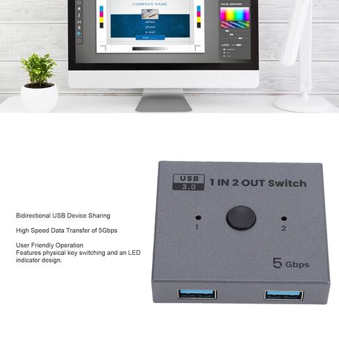banapoy USB 3.0 Switcher, Bidirectional USB 3.0 Switcher, 1 in 2 Out or 2 in 1 Out, .0 Sharing Switchs, Printer Splitter, for Keyboards, Scanner, Docking Stations or More in Kuwait