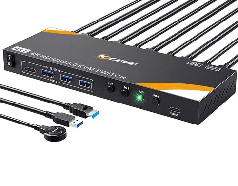 USB 3.0 HDMI KVM Switch 1 شاشات 4 أجهزة كمبيوتر 3 أجهزة كمبيوتر، مفاتيح KVM 8K@60 هرتز لـ 3/4 أجهزة كمبيوتر مشاركة شاشة لوحة مفاتيح وماوس محركات الأقراص الصلبة، مع تكيف EDID، 【ملاحظة: لا توجد محاكاة EDID】 in Kuwait