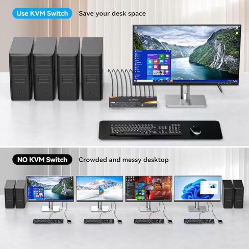 USB 3.0 HDMI KVM Switch 1 شاشات 4 أجهزة كمبيوتر 3 أجهزة كمبيوتر، مفاتيح KVM 8K@60 هرتز لـ 3/4 أجهزة كمبيوتر مشاركة شاشة لوحة مفاتيح وماوس محركات الأقراص الصلبة، مع تكيف EDID، 【ملاحظة: لا توجد محاكاة EDID】 in Kuwait
