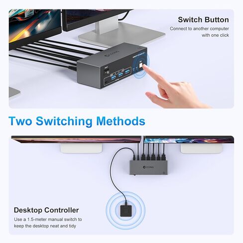 8K HDMI+DP USB3.0 KVM Switch 3x3، شاشة مزدوجة 3 قنوات، شاشة ثلاثية مع صوت in Kuwait