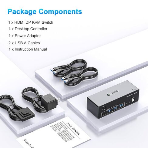 8K HDMI+DP USB3.0 KVM Switch 3x3، شاشة مزدوجة 3 قنوات، شاشة ثلاثية مع صوت in Kuwait