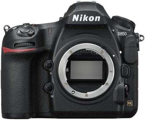 كاميرا نيكون D850 DSLR مع عدسة 24-120 ملم f/4G ED VR | مستشعر 45.7 ميجابكسل FX CMOS | 4K الترا اتش دي | معالج الصور EXPEED 5 + ذاكرة سعة 64 جيجابايت، ومصباح فيديو LED، وفلتر، وحامل ثلاثي القوائم والمزيد (متجدد) in Kuwait