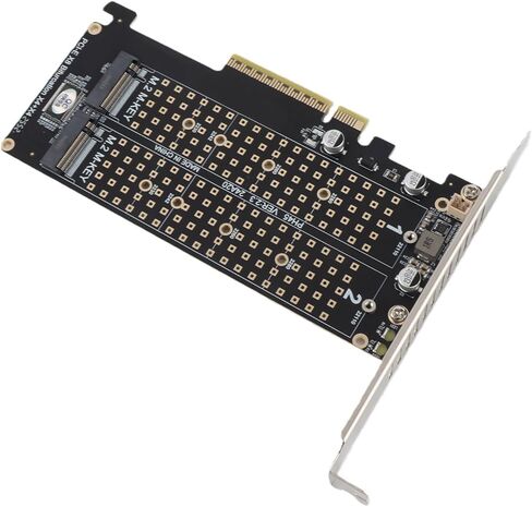 banapoy Dual M.2 NVMe SSD Adapter Card for HighSpeed PCIE X8 Transmission, Improved Efficiency for Designers and Video Editors, 1 Pack (ph45) in Kuwait