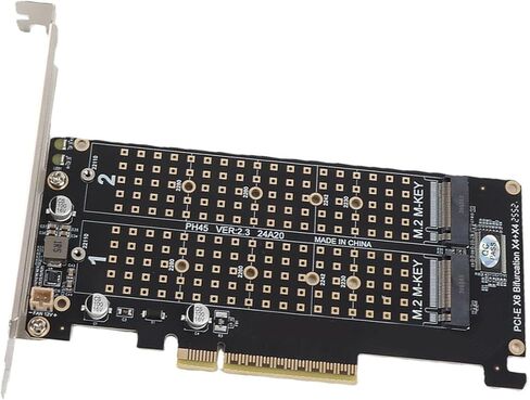 banapoy Dual M.2 NVMe SSD Adapter Card for HighSpeed PCIE X8 Transmission, Improved Efficiency for Designers and Video Editors, 1 Pack (ph45) in Kuwait