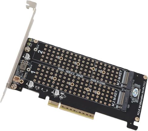 banapoy Dual M.2 NVMe SSD Adapter Card for HighSpeed PCIE X8 Transmission, Improved Efficiency for Designers and Video Editors, 1 Pack (ph45) in Kuwait