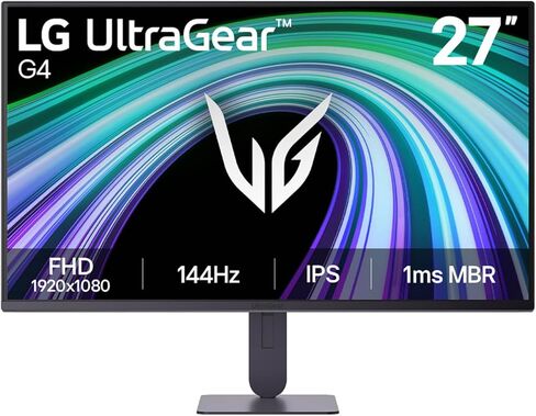 LG 27G414B-B شاشة ألعاب Ultragear Full HD (1920 x 1080) IPS مقاس 27 بوصة 144 هرتز، 1 مللي ثانية، متوافقة مع NVIDIA G-Sync، FreeSync، HDR10، مكبر صوت مدمج، مفتاح، HDMI، منفذ عرض، حامل إمالة/ارتفاع، أسود in Kuwait