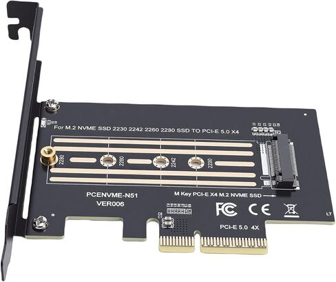 بطاقة محول VINGVO PCIe 5.0 إلى M.2 NVMe، بطاقة توسيع PCIe 4X إلى M عالية السرعة بسرعة 128 جيجابت في الثانية لـ 2280/2260/2242/2230 SSD، تدعم الأنظمة in Kuwait