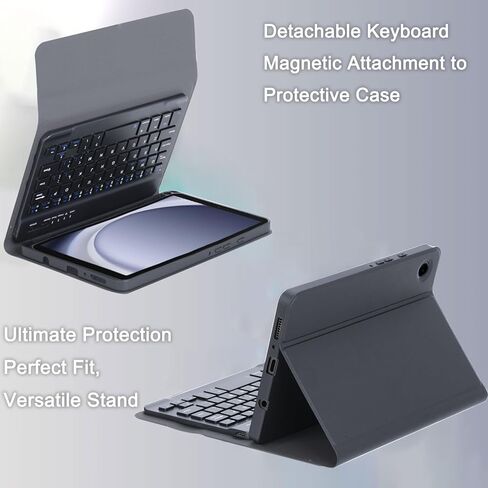 Keyboard Case for Samsung Galaxy Tab A11/ Tab A9 8.7-Inch 2025/2023, Wireless Detachable Keyboard and Mouse, Thin & Light Case with S Pen Holder, PU Folio Stand (Black) in Kuwait