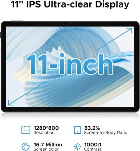 U11 Android 16 Tablet with Keyboard, 11 inch Tablet & Gemini AI, 16GB+128GB/2TB, 8580mAh Android Tablet, Unisoc T7200 Octa-Core Gaming Tablets, 13MP+5MP, Widevine L1/BT5.0+5G WiFi, Metal Body in Kuwait