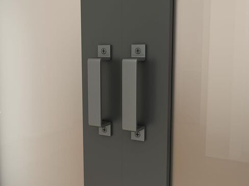 42 in. x 84 in. 3-Lite Tempered Frosted Glass Black Finished Composite Double Sliding Barn Door with Hardware Kit Handle in Kuwait