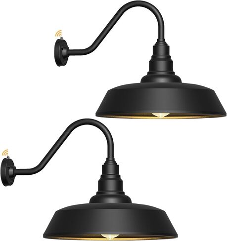 15 Inch Large Outdoor Gooseneck Barn Light, Dusk to Dawn Barn Lights 2-Pack, Exterior Classic Black Barn Light for Porch, Farmhouse, Garage, Gooseneck Lighting in Saudi Arabia
