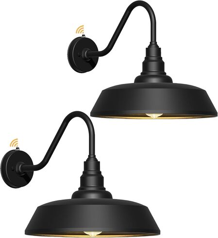 15 Inch Large Outdoor Gooseneck Barn Light, Dusk to Dawn Barn Lights 2-Pack, Exterior Classic Black Barn Light for Porch, Farmhouse, Garage, Gooseneck Lighting in Saudi Arabia
