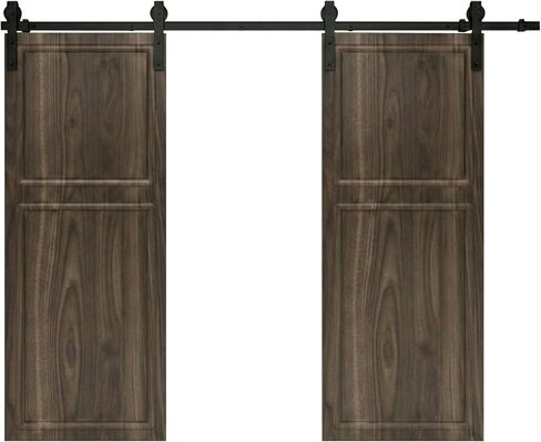 18 سلسلة 38 بوصة × 84 بوصة. 3/4 بوصة سمك 2-لوحة بلون الجوز، باب الحظيرة المنزلق MDF مع مجموعة الأجهزة in Kuwait