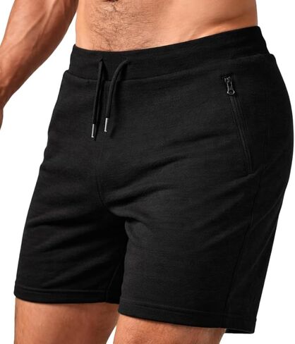شورتات تدريب Merino Wool للرجال-5 "inseam-الاتصال الخالي من البلاستيك ، مقاوم للرائحة ، خفيفة الوزن. in Kuwait