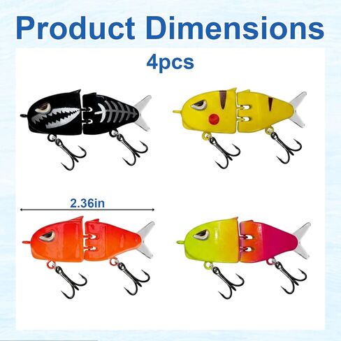 Mini Glide Bait, Glide Baits Fishing Lures Set of Four, Plastic Material for Freshwater and Saltwater Fishing in Kuwait