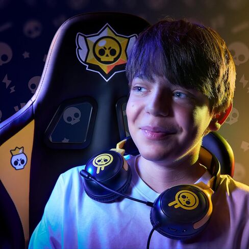 SUBSONIC - سماعة رأس للألعاب Brawl Stars مزودة بميكروفون. سماعة ألعاب مرخصة رسميًا، متوافقة مع وحدات التحكم وأجهزة الكمبيوتر الشخصية والأجهزة اللوحية والهواتف الذكية - أسود وأصفر in Kuwait