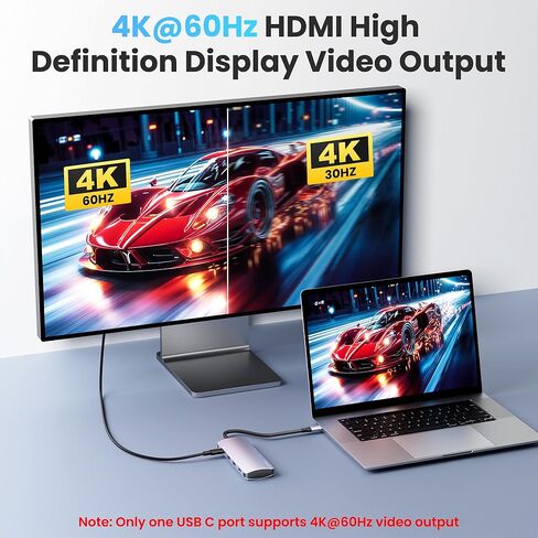 8 in 1 USB C Hub 10Gbps, USB C Splitter with 4K@60Hz Video Output, 100W PD Charging & Data Transfer, Multiport USB C Adapter for MacBook Pro/Air, iPad Pro, More USB C Devices in Kuwait