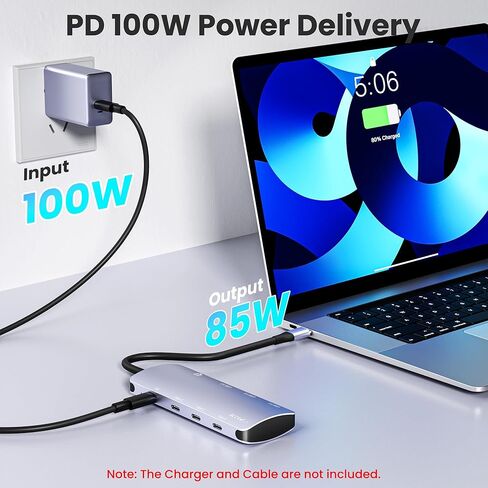 8 in 1 USB C Hub 10Gbps, USB C Splitter with 4K@60Hz Video Output, 100W PD Charging & Data Transfer, Multiport USB C Adapter for MacBook Pro/Air, iPad Pro, More USB C Devices in Kuwait