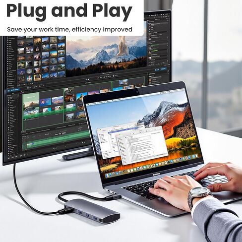 8 in 1 USB C Hub 10Gbps, USB C Splitter with 4K@60Hz Video Output, 100W PD Charging & Data Transfer, Multiport USB C Adapter for MacBook Pro/Air, iPad Pro, More USB C Devices in Kuwait