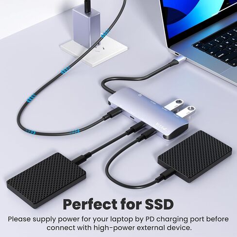 8 in 1 USB C Hub 10Gbps, USB C Splitter with 4K@60Hz Video Output, 100W PD Charging & Data Transfer, Multiport USB C Adapter for MacBook Pro/Air, iPad Pro, More USB C Devices in Kuwait
