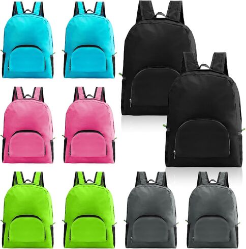HOFASON 10 Pcs 17 Inch Backpacks in Bulk, Bulk BookBags Foldable Back Pack Basic Backpack for Adult Homeless Lightweight Outdoor Travel BookBags (5 colors) in Kuwait