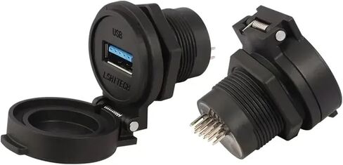 LU22 محول بيانات مقاوم للماء أنثى لوحة مقابس جبل مقرنة مزدوجة الرأس USB2.0 USB3.0 نوع موصل USB + رفرف (USB3.0 لحام 2.54 مم، صامولة معدنية، غطاء أصفر) in Kuwait