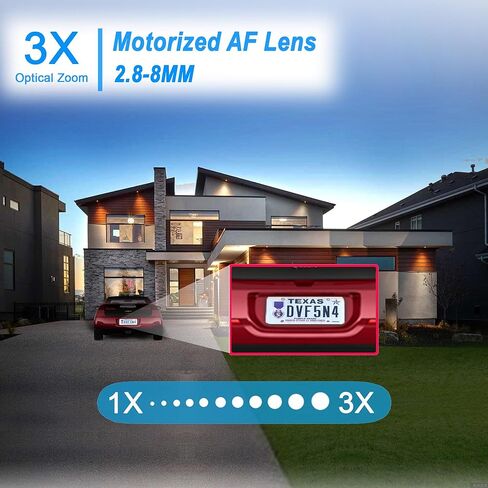 كاميرا 6MP 3X Zoom PoE IP مع رؤية ليلية ملونة كاملة 65Ft 105° FOV، عدسة بمحرك 2.8-8 مم، H.265، IP66، كاميرا أمان POE خارجية متوافقة مع Uniview NVR، متوافقة مع NDAA، وليست كاميرا PTZ in Kuwait