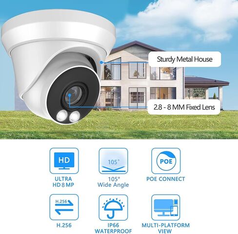 كاميرا 6MP 3X Zoom PoE IP مع رؤية ليلية ملونة كاملة 65Ft 105° FOV، عدسة بمحرك 2.8-8 مم، H.265، IP66، كاميرا أمان POE خارجية متوافقة مع Uniview NVR، متوافقة مع NDAA، وليست كاميرا PTZ in Kuwait