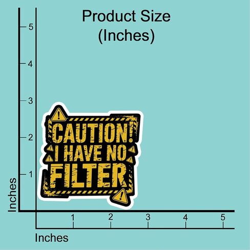 (3Pcs) Caution I Have No Filter Stickers Funny Quotes Stickers Decal Waterproof Vinyl Stickers Adult for Laptop Kindle Car Tumbler Water Bottle Mug Phone Notebook Helmet Size 3"x2.9" in Kuwait